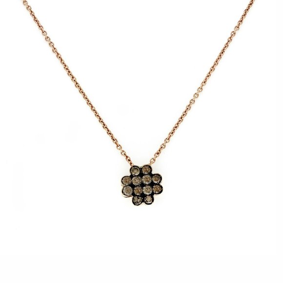PIERO MILANO 18K Rose Gold 0.40 CT Brown Diamond Necklace Size 16"